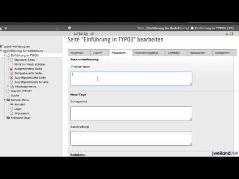 TYPO3 6.2 für Redakteure: Teil 07 - Die Seiteneigenschaften