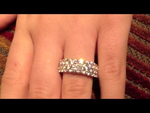 Anniversary band with 3 rows of stones - 8364