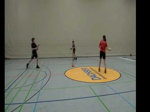 Doppelstunde Handball - 11c Passen und Fangen in der Dreiergruppe mit drei Bällen