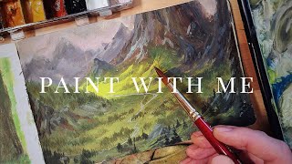 Paint with me ✨ Painting an EPIC landscape in GOUACHE