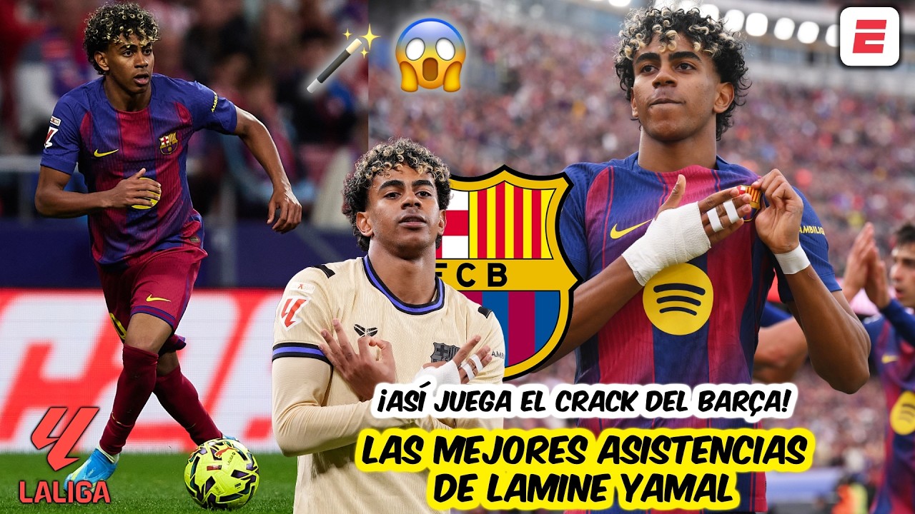 LAMINE YAMAL en MODO MAGIA. Revive sus mejores asistencias rumbo al liderato del Barcelona | La Liga
