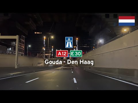 Driving in the Netherlands: Snelweg A12 E30 from Gouda to Den Haag