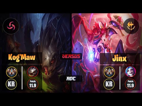 Challenger KOG'MAW [Hail of Blades] (ADC) VS  JINX - Challenger KR Patch 11.9