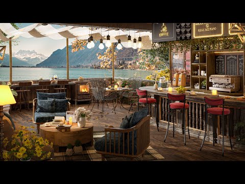Warm Relaxing Coffee Shop 4K & Music Jazz ☕ Instrumental Piano Music for Study, Work and Relax