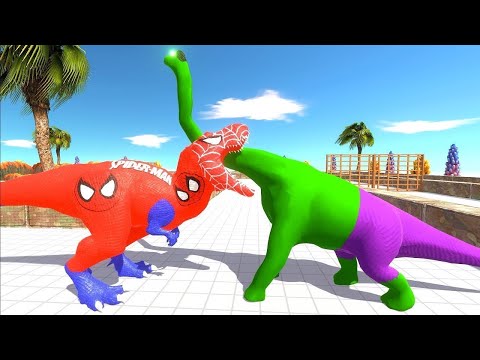 SPIDERMAN T REX vs HULK BRACHIOSAURUS DEATH RUN - Jurassic World Evolution 2