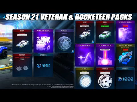 Showcasing *NEW* Season 21 Veteran & Rocketeer Pack In The Rocket League Item Shop! - Rocket League