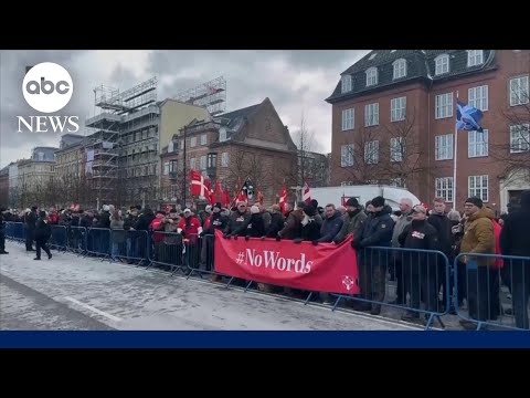Danish veterans protest Trump outside of US embassy in Copenhagen