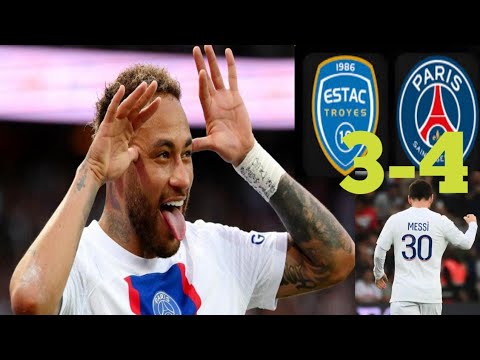 Highlights goals||PSG 4-3 Troyes || Lionel Messi||kylian Mbappe & Neymar score ⚽⚽⚽#football