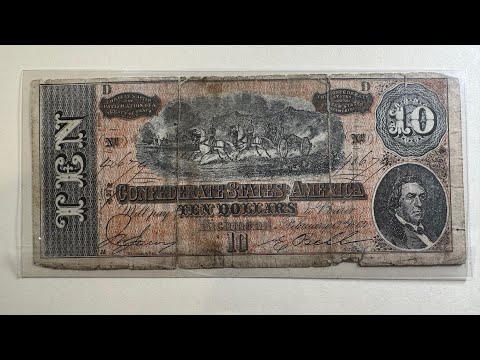 Old 1864 $10 Note from the Confederate States of America