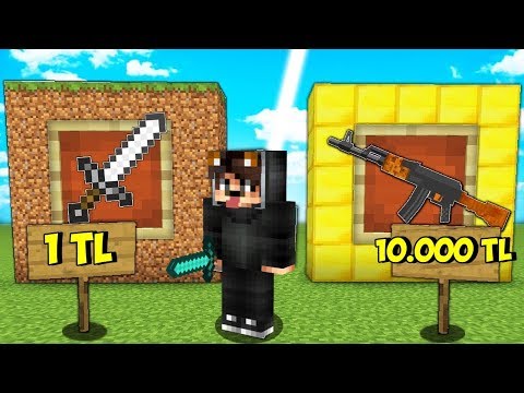 1 TL KILIÇ VS 10.000 TL SİLAH! - Minecraft