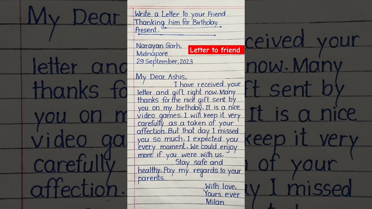 write a letter to your friend to thank for your birthday gift #shorts