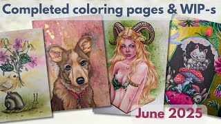 Completed coloring pages and WIP s - June 2025