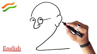 Mahatma Gandhi Drawing Portrait Very Easy - Englis