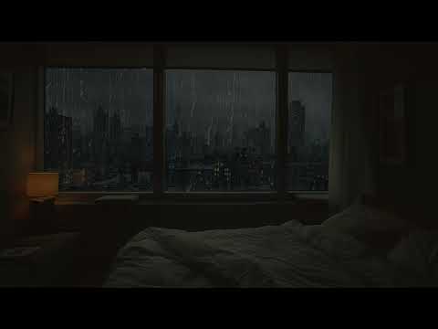 Sleep within 5 minutes | Rain pouring down the window of New York - The sound of rain lulls sleep