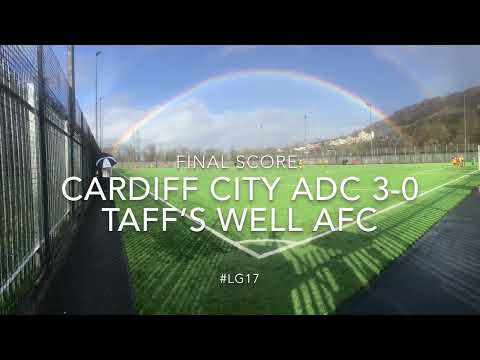 Luca Gallo scoring his 42nd goal for Cardiff City ADC vs Taffs Well AFC