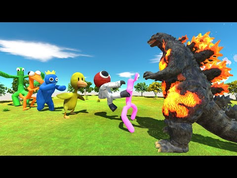Godzilla Burning Fight Team Rainbow Friends - Animal Revolt Battle Simulator