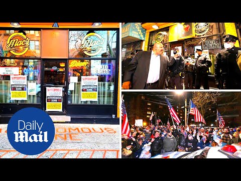 Protests after New York bar owner who defied Covid-19 restrictions is arrested