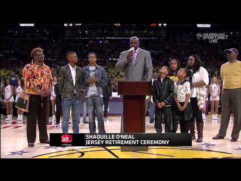 04 02 2013   Mavericks vs  Lakers   Shaquille O'Neal Jersey Retirement Ceremony