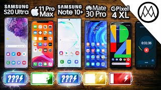 Samsung S20 Ultra vs iPhone 11 Pro Max vs Note 10 Plus vs Huawei Mate 30 Pro Battery Test