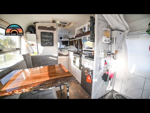 Carpenters DIY Mini School Bus Conversion W/ Shower - Full Time Bus Life