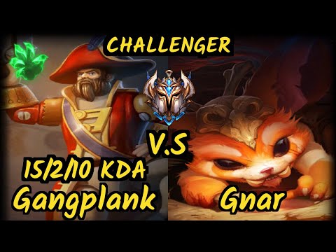 PNG Ayel (GANGPLANK) vs GNAR - 15/2/10 KDA TOP CHALLENGER GAMEPLAY - BR