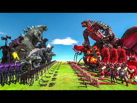 Team Dark Godzilla 2014 x King Kong x Siren Head VS Team Red Mechagodzilla x Destoroyah x Scar King