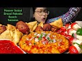 Eating Samosa Street Style Ghugni Bread Pakoda Paneer Salad Big Bites Asmr Eating Mukbang