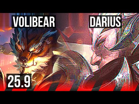 VOLIBEAR vs DARIUS (TOP) | 6 solo kills, Legendary | KR Master | 25.9