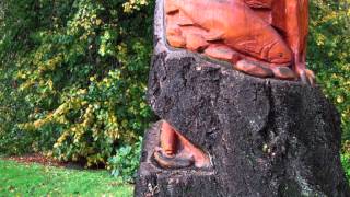 preview picture of video 'Autumn Wood Sculpture Faskally Near Pitlochry Highland Perthshire Scotland'