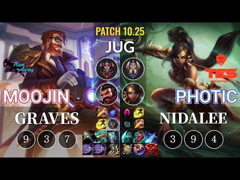 RNW Moojin Graves vs TES Photic Nidalee Jungle - KR Patch 10.25