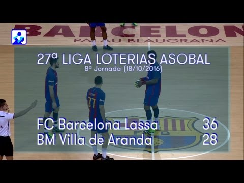 LIGA LOTERIAS ASOBAL J08 FC Barcelona Lassa - BM Villa de Aranda 36 - 28