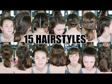 15 Heatless Hairstyles for SHORT hair BACK TO SCHOOL