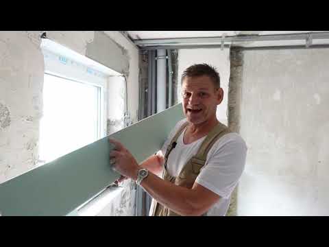 Laibungen aus Gipskarton/Trockenputz kleben.