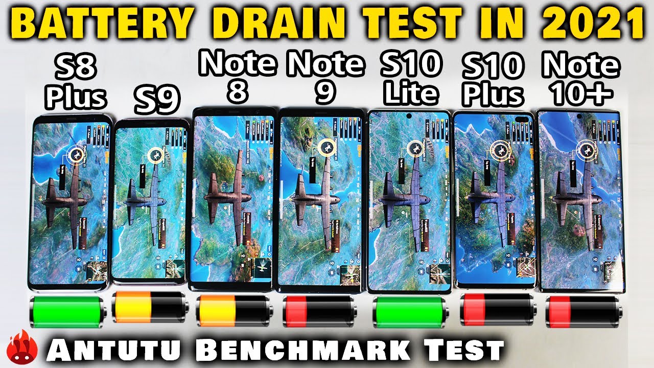 Samsung Galaxy S8 Plus vs S9 vs Note 8 vs Note 9 vs S10 Lite / S10 Plus/ Note 10+ Battery Drain Test