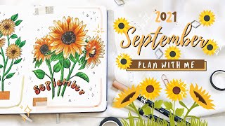 september plan with me 🌻 | sunflower themed ✨ | 2021 Bullet Journal Setup