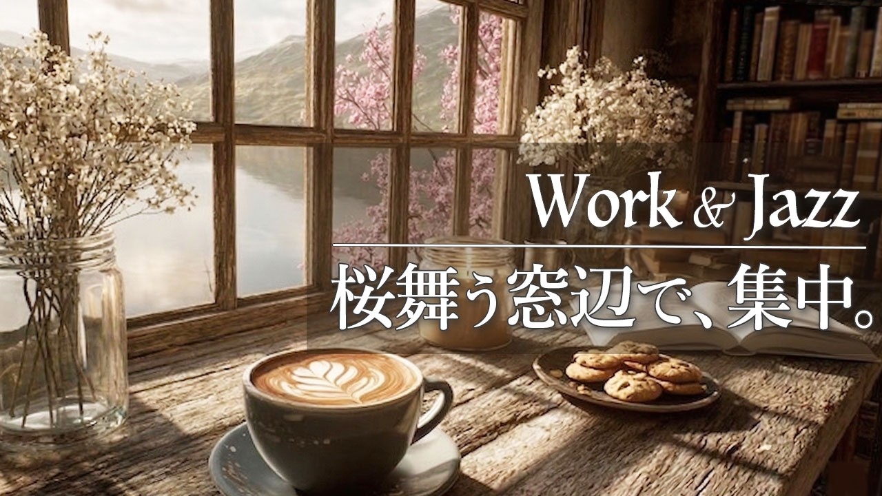 【60分集中】勉強、作業の生産性を高めるためのカフェBGM【途中広告なし】#集中BGM #桜 #jazz