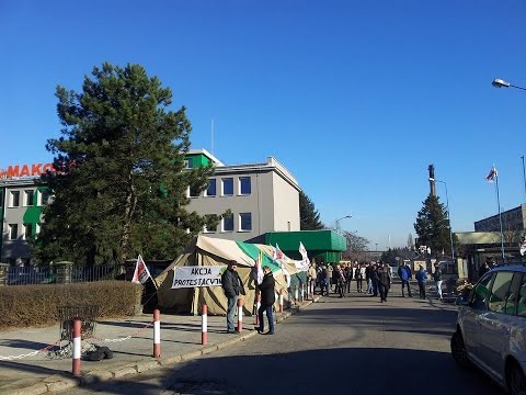 Miasteczko namiotowe przed kopalnią Sośnica-Makoszowy.