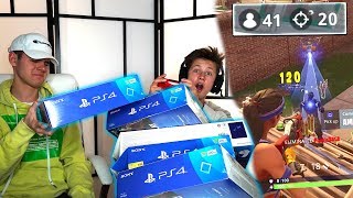 I GAVE MY LITTLE BROTHER 1 PS4 FOR EVERY KILL IN FORTNITE! ($30,000)