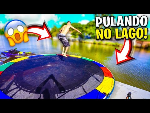 PULANDO NA LAGO COM A NOVA CAMA ELÁSTICA * super pulo *
