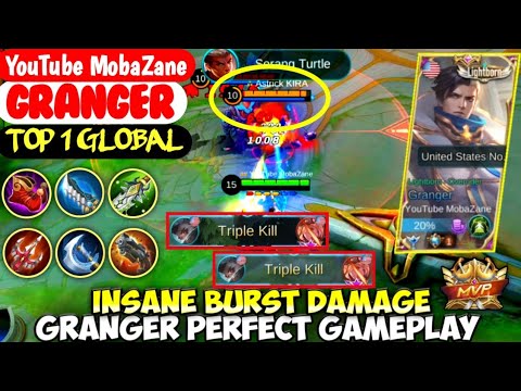 Insane Burst Damage 1× Combo Kills !Top1Global Granger (YouTube MobaZane) - MOBILE LEGENDS