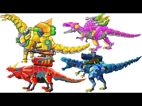 Dinosaur Robot Wars: Spinosaurus, Brachiosaurus, T-Rex & Triceratops | Eftsei Gaming