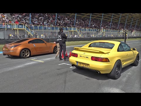650HP Toyota MR2 K20 V-Tec Turbo! Drag Racing vs Nissan GT-R R35 vs Nissan 350Z