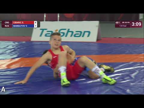 1/8 GR - 38 kg: S. CIBARIC (CRO) v. V. MANGUTOV (RUS)