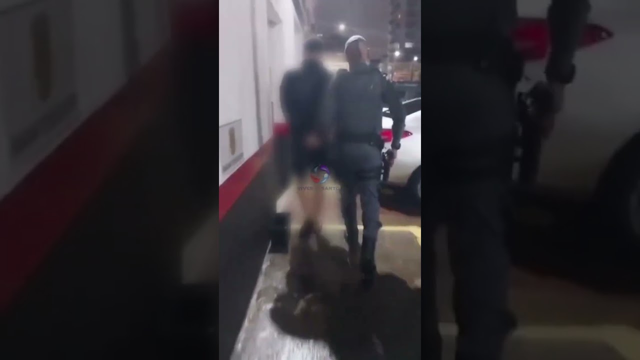 Câmera flagra roubo com tiro contra pedestre em Santos; Suspeito é preso.