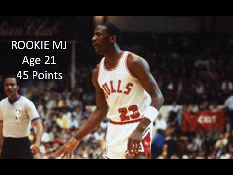 Classic NBA Remastered - Michael Jordan scores 45 points in his 9th NBA game - Age 21 - Bulls win
