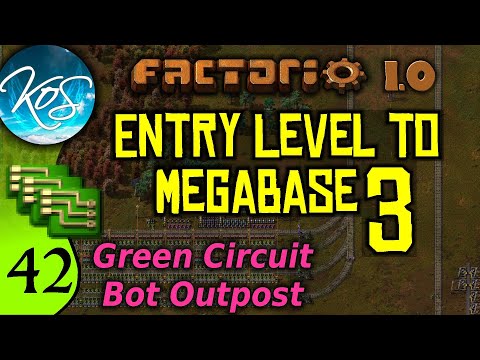 Factorio 1.0 Entry Level to Megabase 3, Ep 42: MEGABASE GREEN CIRCUITS, GREAT WALL - Guide, Tutorial