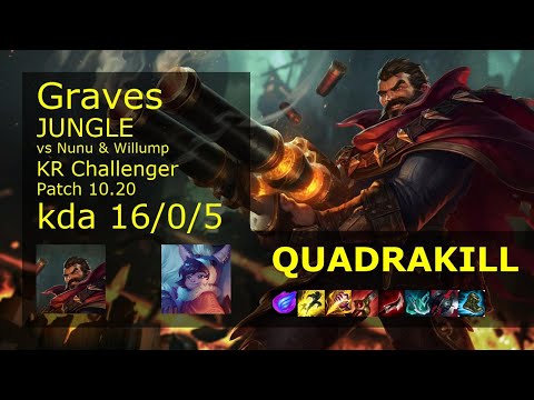 Graves Jungle vs Nunu & Willump - KR Challenger 16/0/5 Patch 10.20 // [롤] 그레이브즈 vs 누누와 윌럼프 정글
