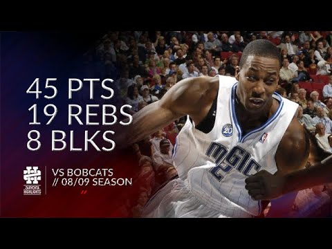 Dwight Howard 45 pts 19 rebs 8 blks vs Bobcats 08/09 season