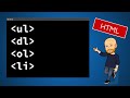 HTML: lists! ul, ol, li, dl, dt, dd,
