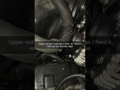 A temporary fix for my radiator hose but with flex tape #mechanic ￼￼